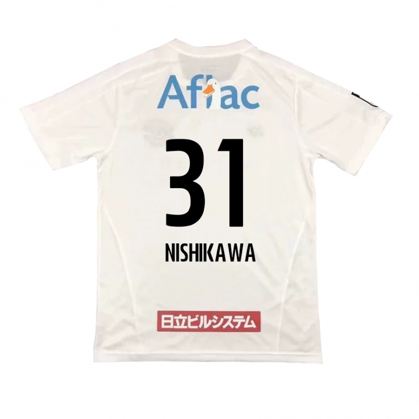 Kandiny Enfant Maillot Genki Nishikawa #31 Blanc Noir Tenues Extérieur 2024/25 T-Shirt