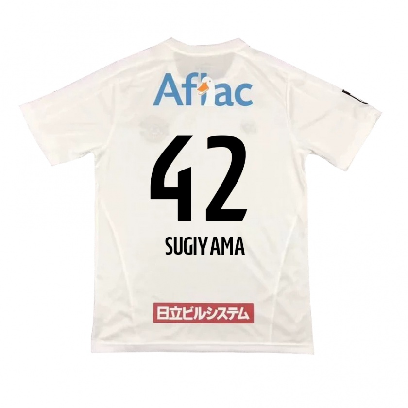 Kandiny Enfant Maillot Shunnosuke Sugiyama #42 Blanc Noir Tenues Extérieur 2024/25 T-Shirt