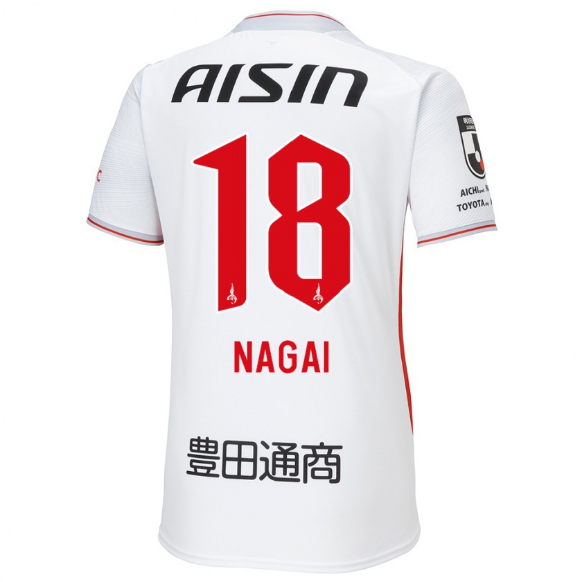 Kandiny Enfant Maillot Kensuke Nagai #18 Blanc Jaune Rouge Tenues Extérieur 2024/25 T-Shirt