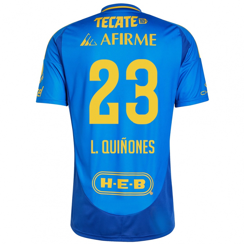 Kandiny Enfant Maillot Luis Quiñones #23 Bleu Jaune Tenues Extérieur 2024/25 T-Shirt