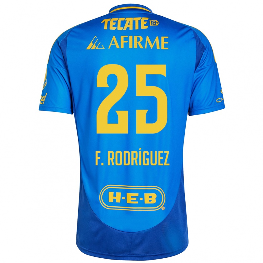 Kandiny Enfant Maillot Felipe Rodríguez #25 Bleu Jaune Tenues Extérieur 2024/25 T-Shirt