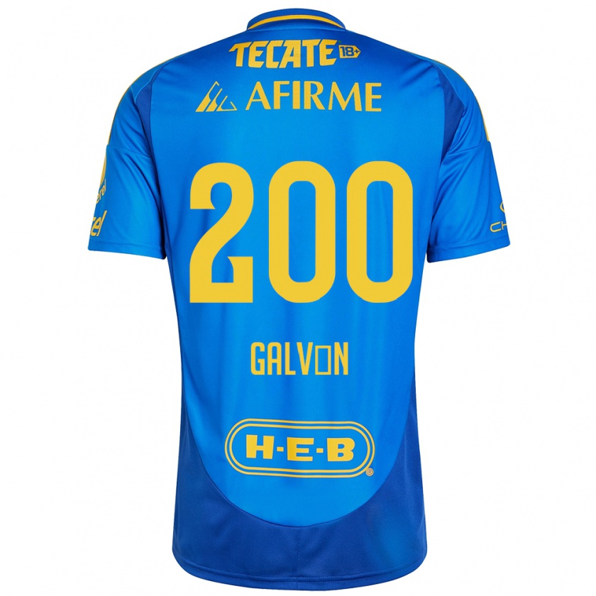 Kandiny Enfant Maillot Isaias Galván #200 Bleu Jaune Tenues Extérieur 2024/25 T-Shirt