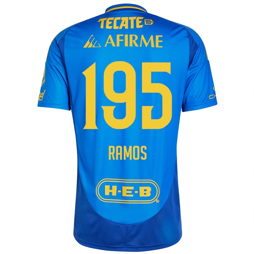 Kandiny Enfant Maillot Rodrigo Ramos #195 Bleu Jaune Tenues Extérieur 2024/25 T-Shirt