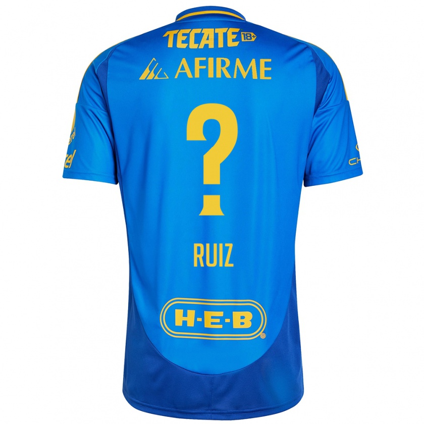 Kandiny Enfant Maillot Luis Ruiz #0 Bleu Jaune Tenues Extérieur 2024/25 T-Shirt