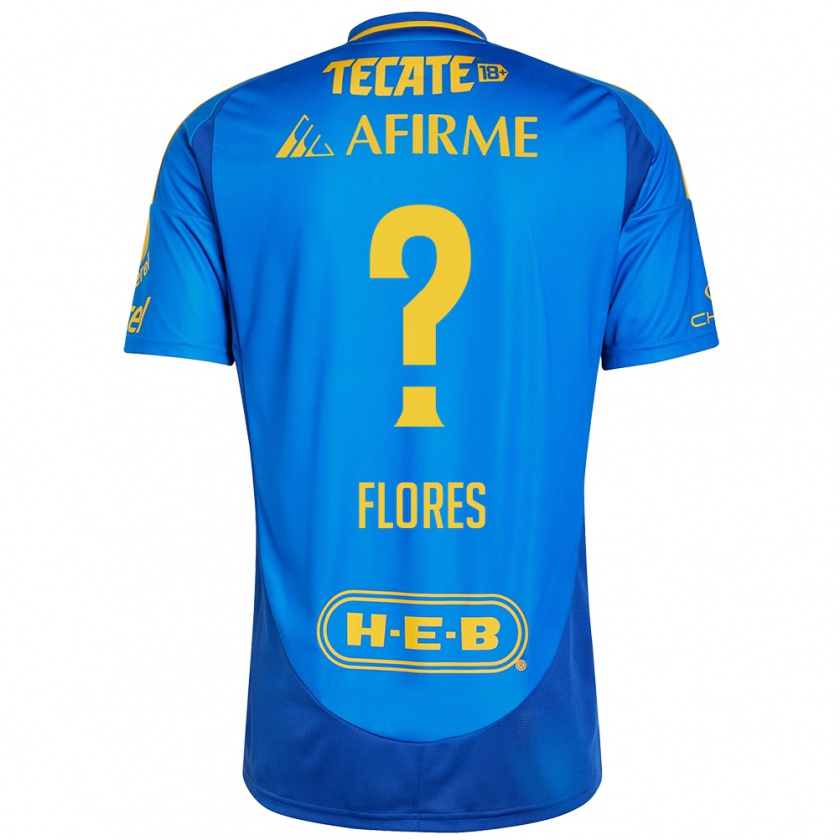 Kandiny Enfant Maillot Hernán Flores #0 Bleu Jaune Tenues Extérieur 2024/25 T-Shirt