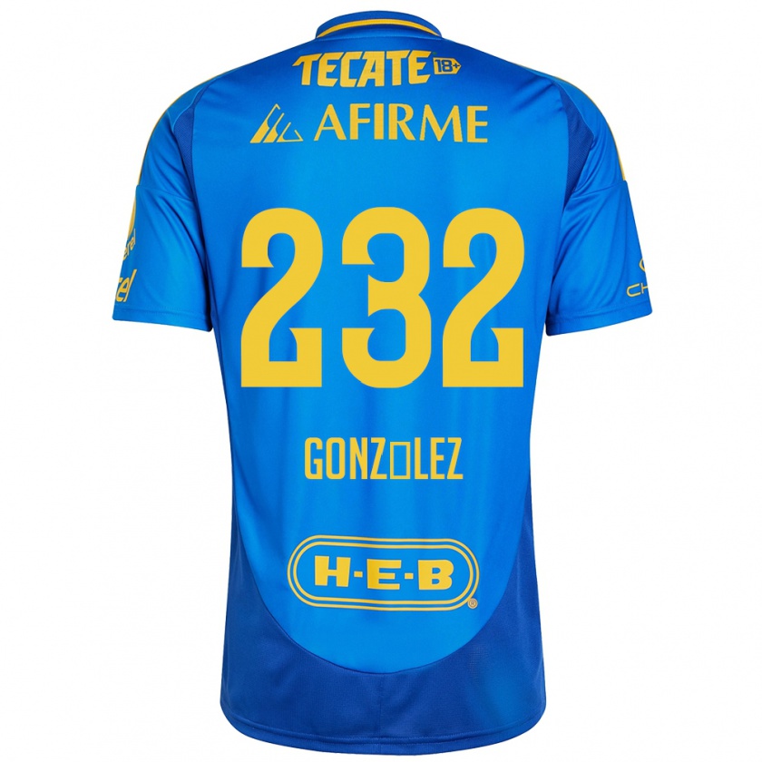 Kandiny Enfant Maillot César González #232 Bleu Jaune Tenues Extérieur 2024/25 T-Shirt