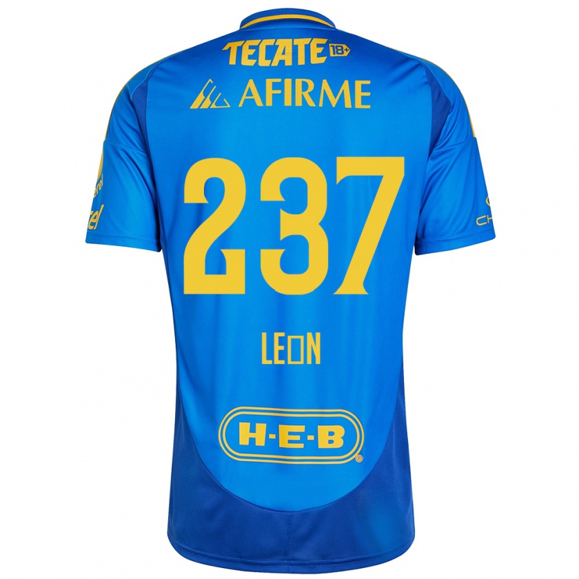 Kandiny Enfant Maillot Gabriel León #237 Bleu Jaune Tenues Extérieur 2024/25 T-Shirt