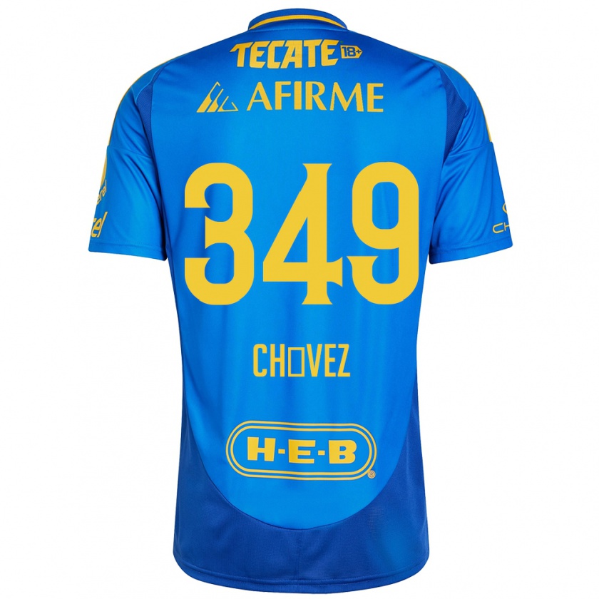 Kandiny Enfant Maillot Jorge Chávez #349 Bleu Jaune Tenues Extérieur 2024/25 T-Shirt