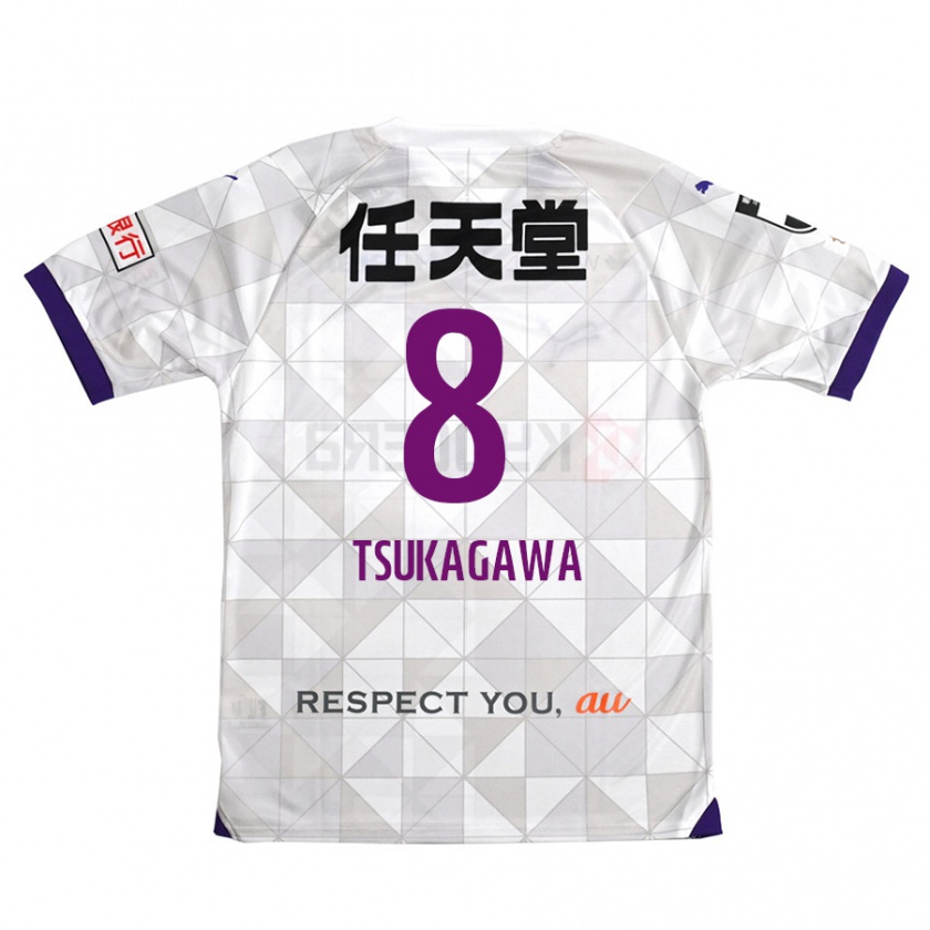 Kandiny Enfant Maillot Koki Tsukagawa #8 Blanc Violet Tenues Extérieur 2024/25 T-Shirt