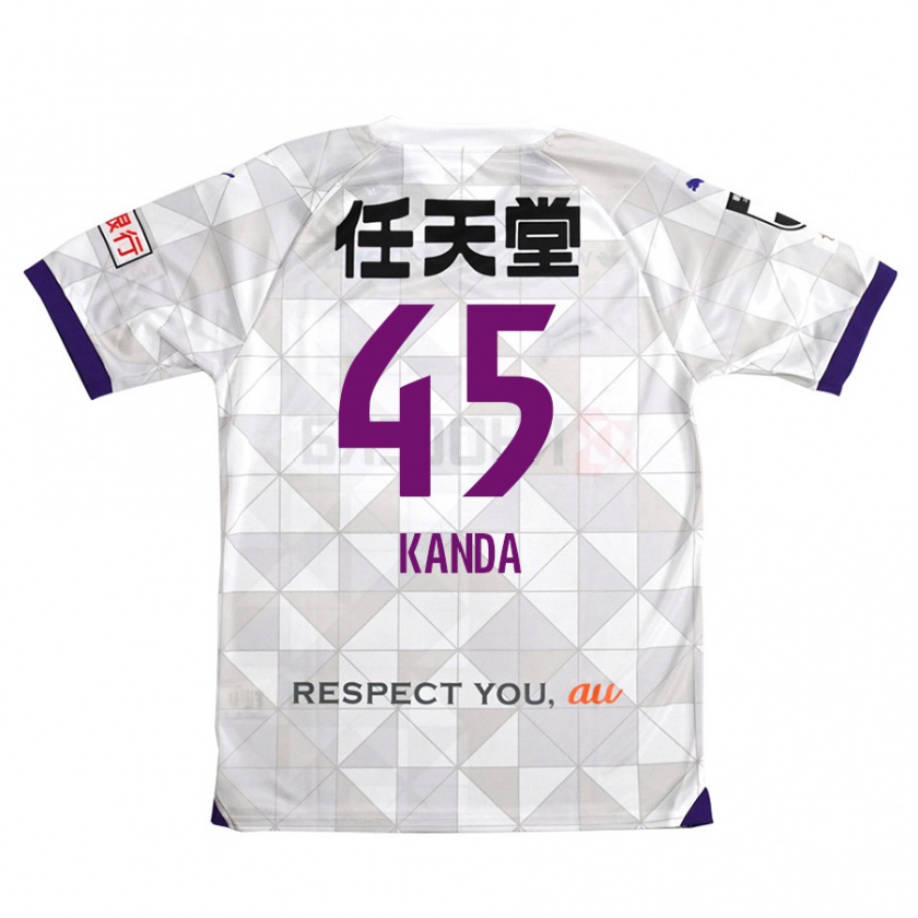 Kandiny Enfant Maillot Kotaro Kanda #45 Blanc Violet Tenues Extérieur 2024/25 T-Shirt