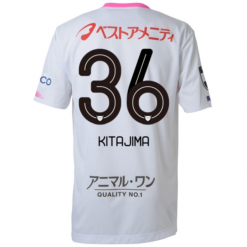 Kandiny Enfant Maillot Fumiya Kitajima #36 Blanc Bleu Rose Tenues Extérieur 2024/25 T-Shirt