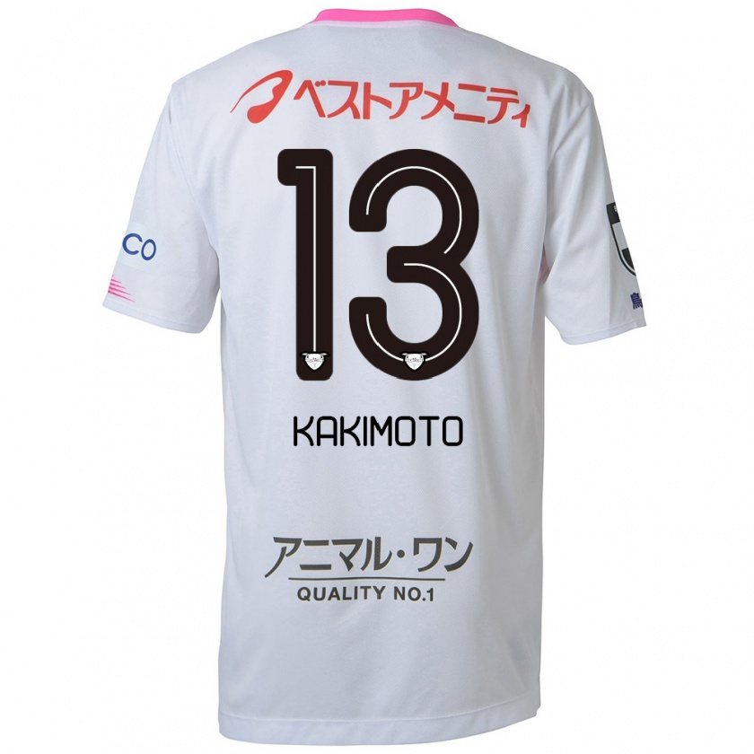 Kandiny Enfant Maillot Yuto Kakimoto #13 Blanc Bleu Rose Tenues Extérieur 2024/25 T-Shirt