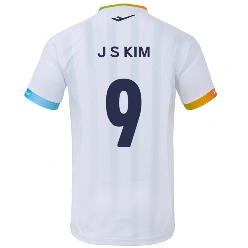 Kandiny Enfant Maillot Shin-Jin Kim #9 Blanc Bleu Tenues Extérieur 2024/25 T-Shirt