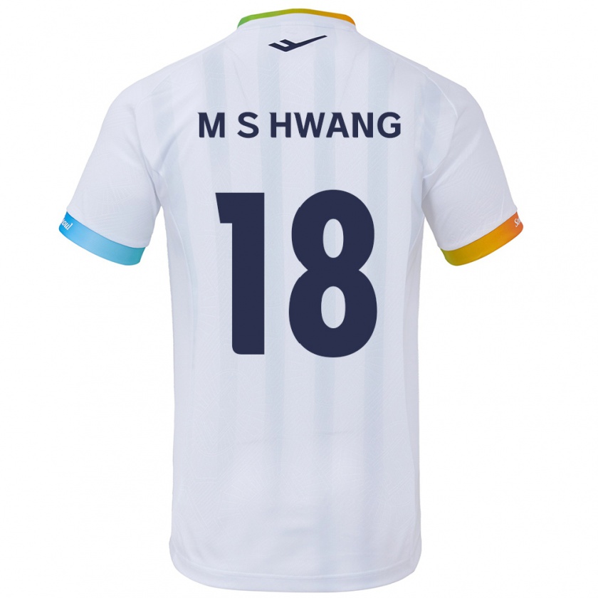 Kandiny Enfant Maillot Seong-Min Hwang #18 Blanc Bleu Tenues Extérieur 2024/25 T-Shirt