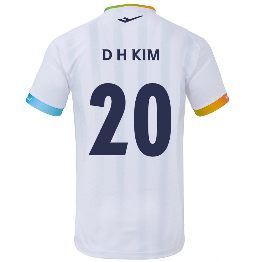 Kandiny Enfant Maillot Hyeon-Deok Kim #20 Blanc Bleu Tenues Extérieur 2024/25 T-Shirt