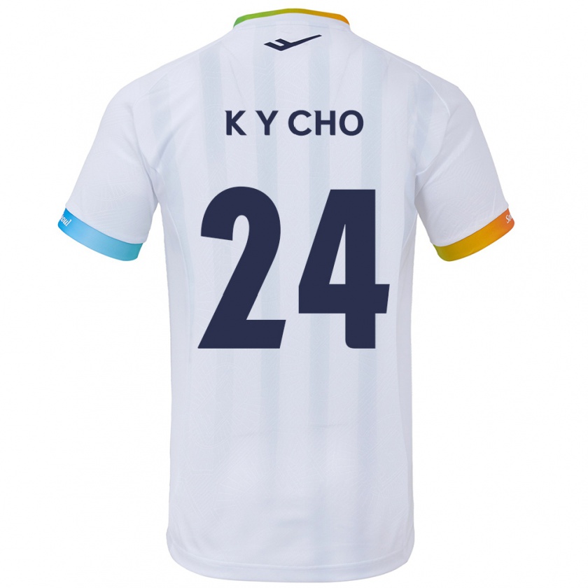 Kandiny Enfant Maillot Young-Kwang Cho #24 Blanc Bleu Tenues Extérieur 2024/25 T-Shirt