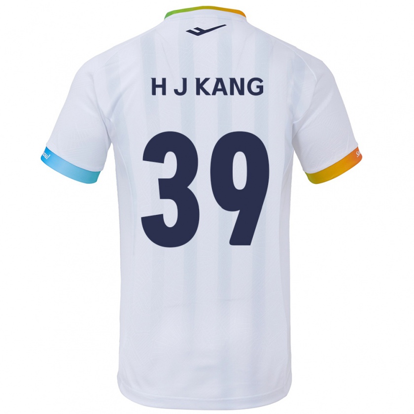 Kandiny Enfant Maillot Ju-Hyeok Kang #39 Blanc Bleu Tenues Extérieur 2024/25 T-Shirt