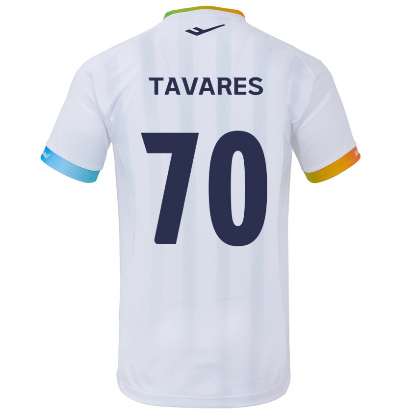 Kandiny Enfant Maillot Ronaldo Tavares #70 Blanc Bleu Tenues Extérieur 2024/25 T-Shirt