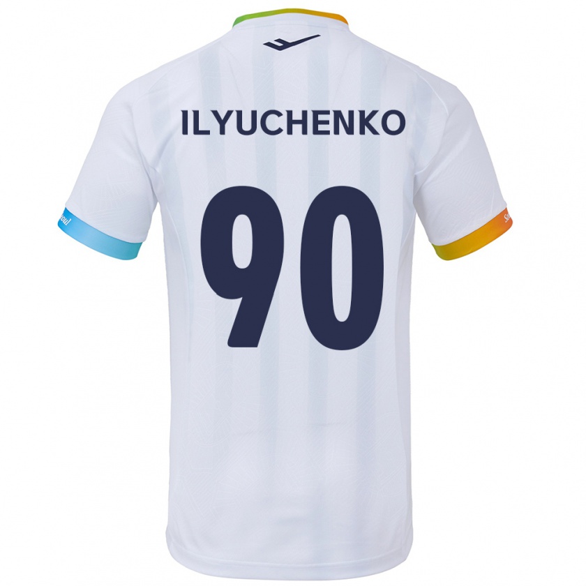 Kandiny Enfant Maillot Stanislav Ilyuchenko #90 Blanc Bleu Tenues Extérieur 2024/25 T-Shirt