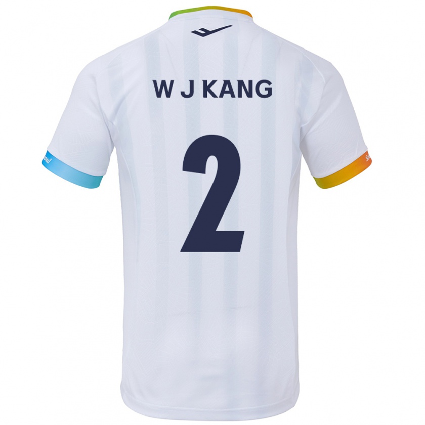 Kandiny Enfant Maillot Jae-Won Kang #2 Blanc Bleu Tenues Extérieur 2024/25 T-Shirt