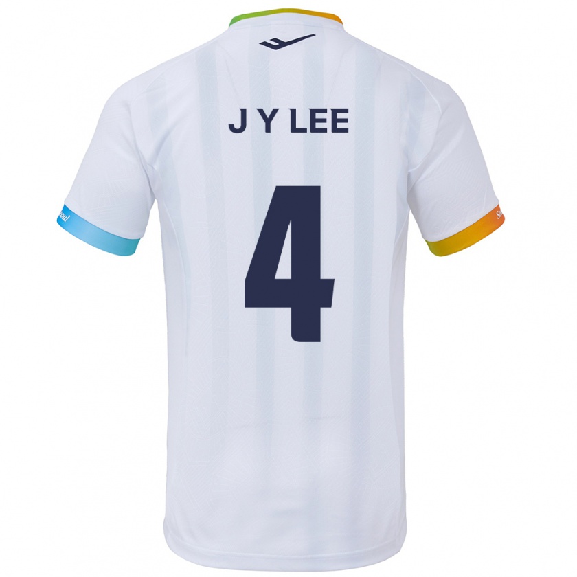 Kandiny Enfant Maillot Young-Jun Lee #4 Blanc Bleu Tenues Extérieur 2024/25 T-Shirt