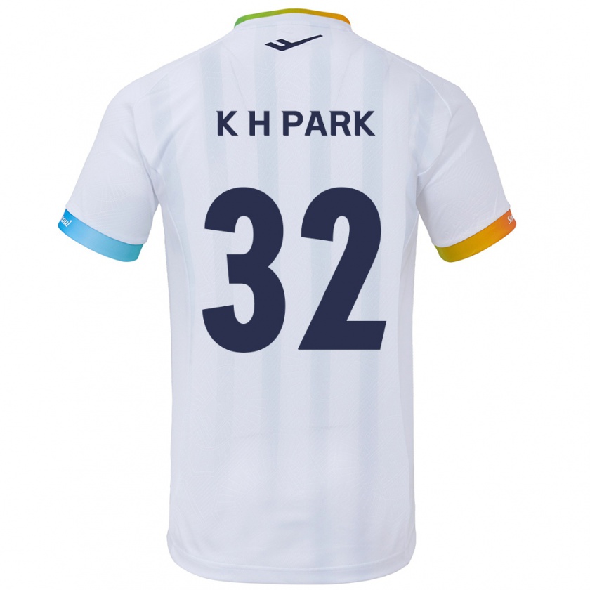 Kandiny Enfant Maillot Han-Kyul Park #32 Blanc Bleu Tenues Extérieur 2024/25 T-Shirt