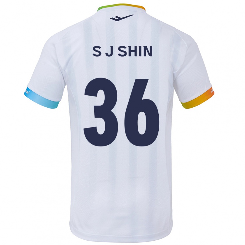 Kandiny Enfant Maillot Ji-Seop Shin #36 Blanc Bleu Tenues Extérieur 2024/25 T-Shirt