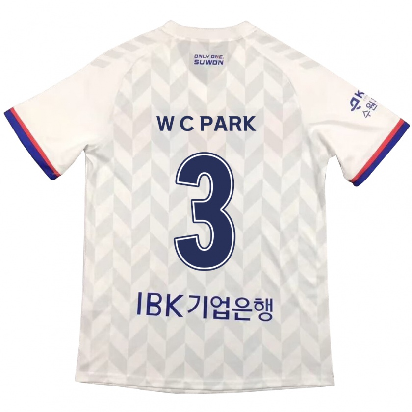 Kandiny Enfant Maillot Cheol-Woo Park #3 Blanc Bleu Tenues Extérieur 2024/25 T-Shirt