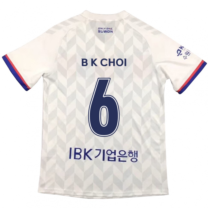 Kandiny Enfant Maillot Kyu-Baek Choi #6 Blanc Bleu Tenues Extérieur 2024/25 T-Shirt