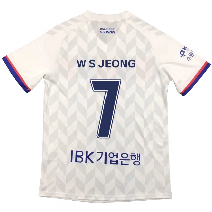 Kandiny Enfant Maillot Seung-Won Jeong #7 Blanc Bleu Tenues Extérieur 2024/25 T-Shirt