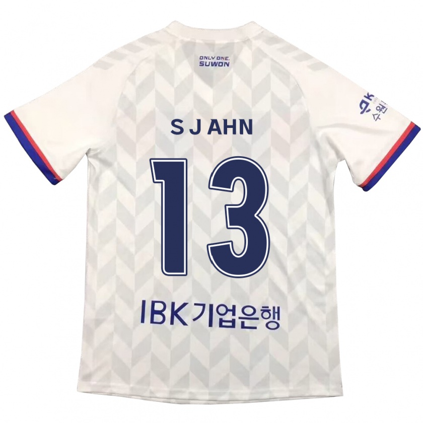 Kandiny Enfant Maillot Jun-Su Ahn #13 Blanc Bleu Tenues Extérieur 2024/25 T-Shirt