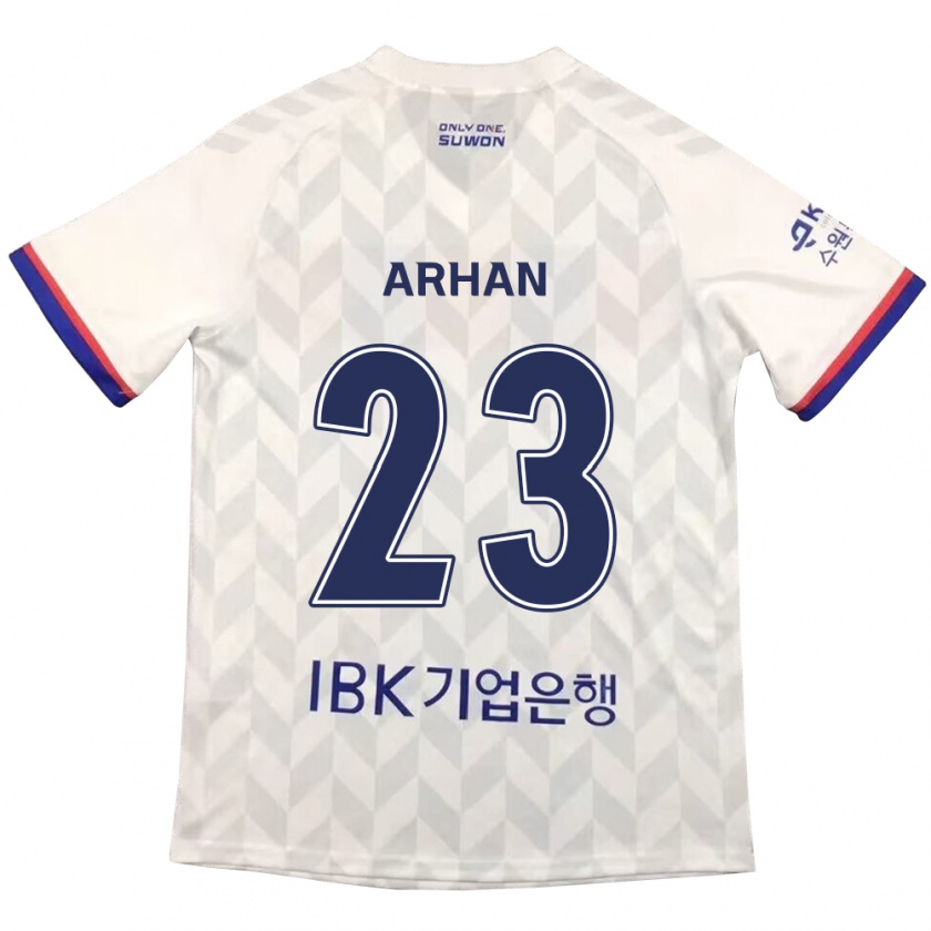 Kandiny Enfant Maillot Pratama Arhan #23 Blanc Bleu Tenues Extérieur 2024/25 T-Shirt