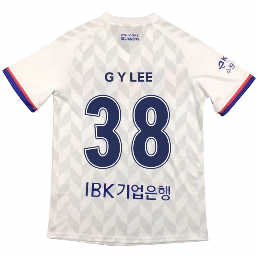 Kandiny Enfant Maillot Yun-Gun Lee #38 Blanc Bleu Tenues Extérieur 2024/25 T-Shirt