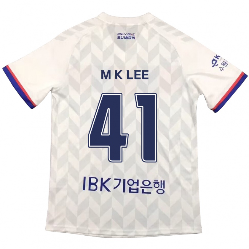 Kandiny Enfant Maillot Kyung-Min Lee #41 Blanc Bleu Tenues Extérieur 2024/25 T-Shirt