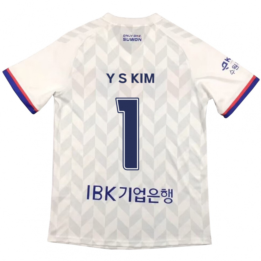 Kandiny Enfant Maillot Seong-Yoon Kim #1 Blanc Bleu Tenues Extérieur 2024/25 T-Shirt