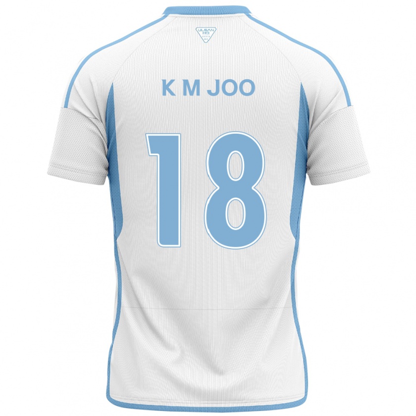 Kandiny Enfant Maillot Min-Kyu Joo #18 Blanc Bleu Tenues Extérieur 2024/25 T-Shirt