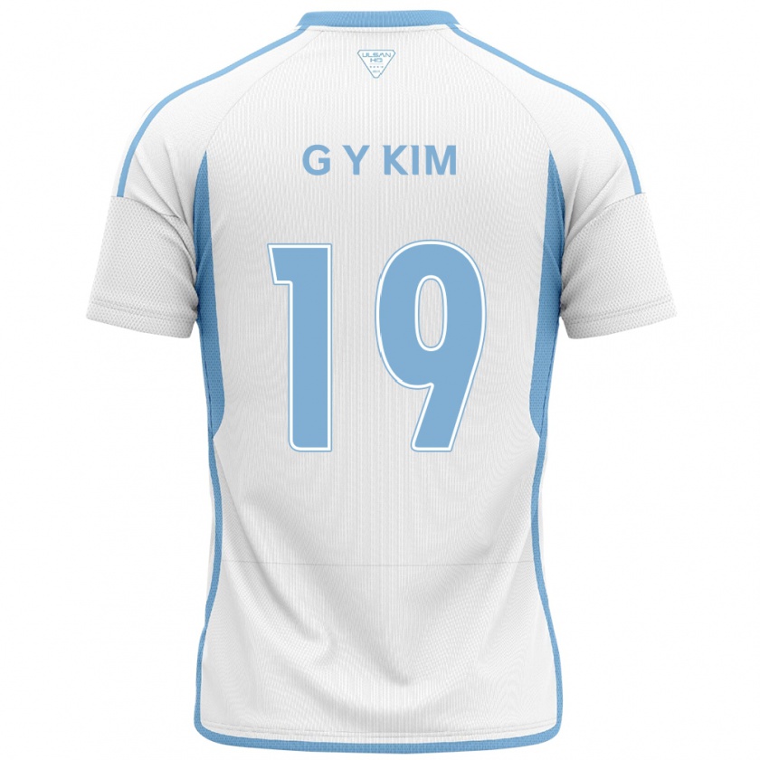 Kandiny Enfant Maillot Young-Gwon Kim #19 Blanc Bleu Tenues Extérieur 2024/25 T-Shirt