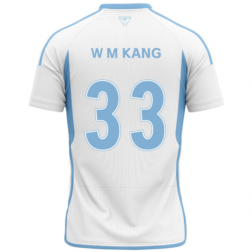 Kandiny Enfant Maillot Min-Woo Kang #33 Blanc Bleu Tenues Extérieur 2024/25 T-Shirt