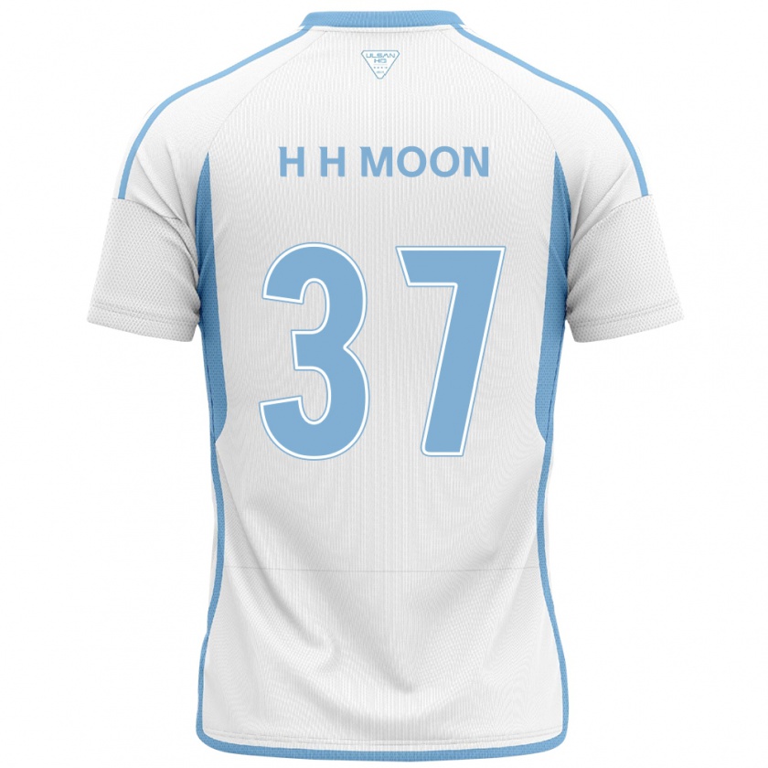 Kandiny Enfant Maillot Hyeon-Ho Moon #37 Blanc Bleu Tenues Extérieur 2024/25 T-Shirt