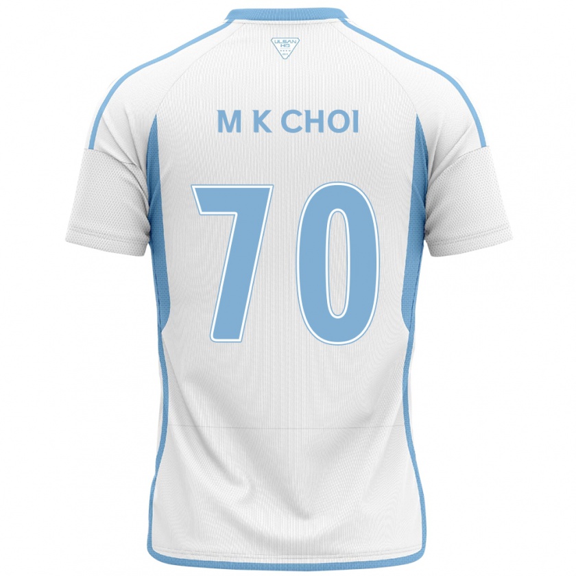 Kandiny Enfant Maillot Kang-Min Choi #70 Blanc Bleu Tenues Extérieur 2024/25 T-Shirt