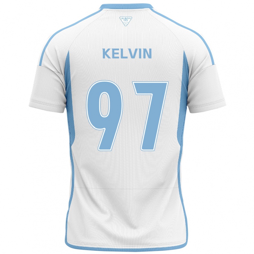 Kandiny Enfant Maillot Kelvin #97 Blanc Bleu Tenues Extérieur 2024/25 T-Shirt