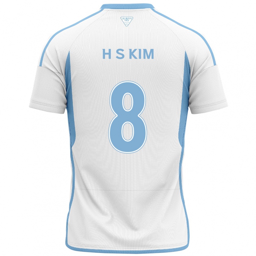 Kandiny Enfant Maillot Seung-Hyun Kim #8 Blanc Bleu Tenues Extérieur 2024/25 T-Shirt