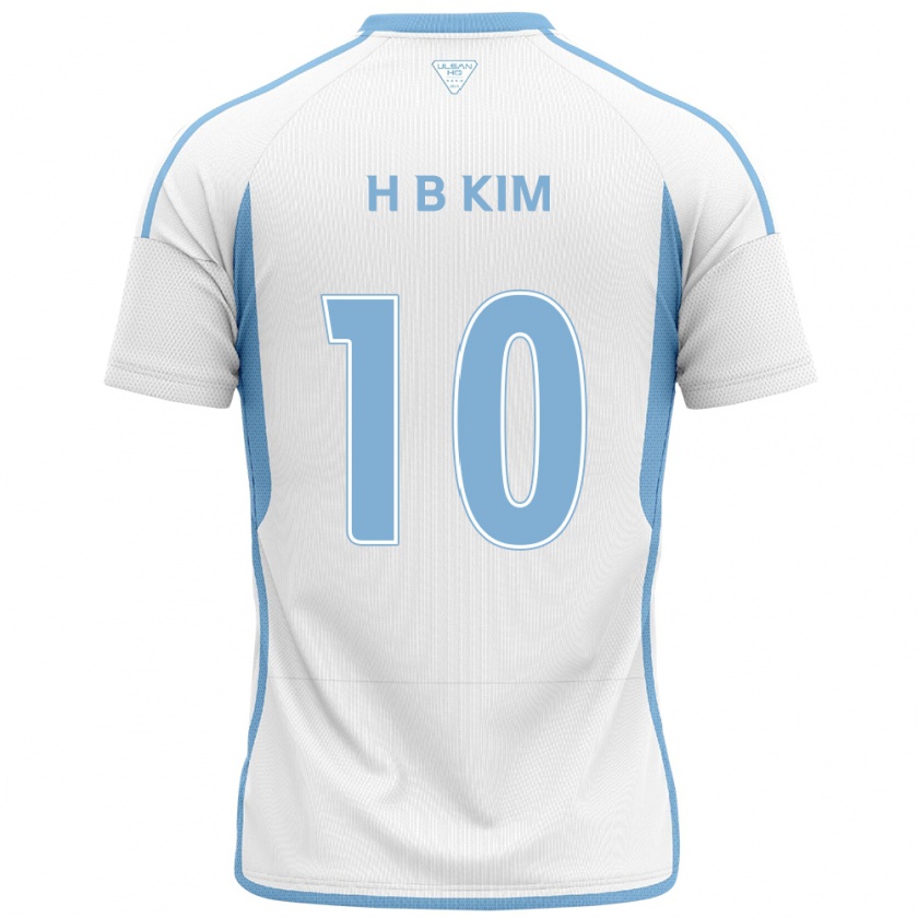 Kandiny Enfant Maillot Beom-Hwan Kim #10 Blanc Bleu Tenues Extérieur 2024/25 T-Shirt