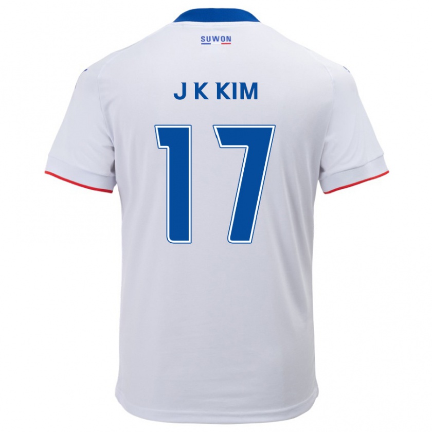 Kandiny Enfant Maillot Kyeong-Jung Kim #17 Blanc Bleu Tenues Extérieur 2024/25 T-Shirt