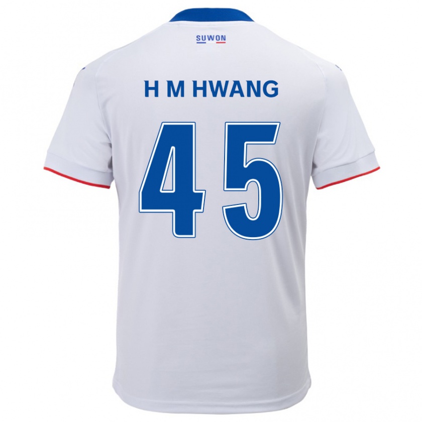 Kandiny Enfant Maillot Myung-Hyun Hwang #45 Blanc Bleu Tenues Extérieur 2024/25 T-Shirt