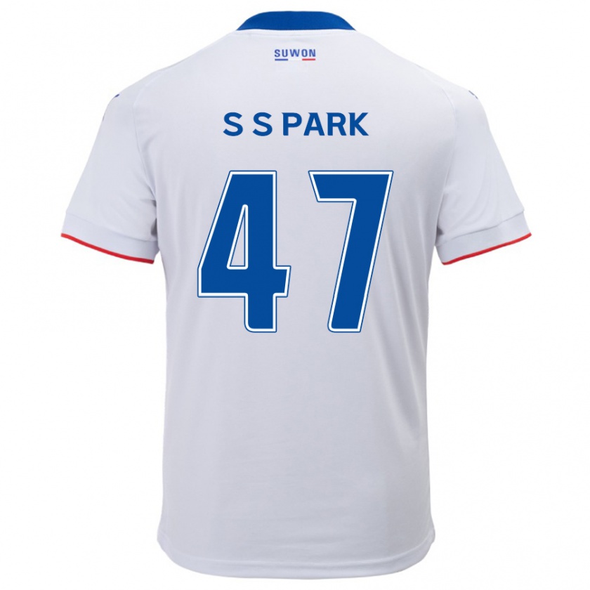 Kandiny Enfant Maillot Seung-Soo Park #47 Blanc Bleu Tenues Extérieur 2024/25 T-Shirt