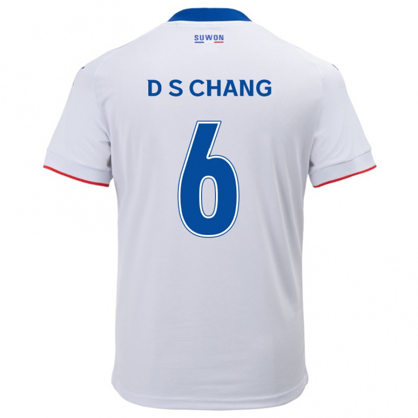 Kandiny Enfant Maillot Se-Dong Chang #6 Blanc Bleu Tenues Extérieur 2024/25 T-Shirt