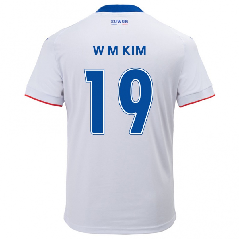 Kandiny Enfant Maillot Min-Woo Kim #19 Blanc Bleu Tenues Extérieur 2024/25 T-Shirt