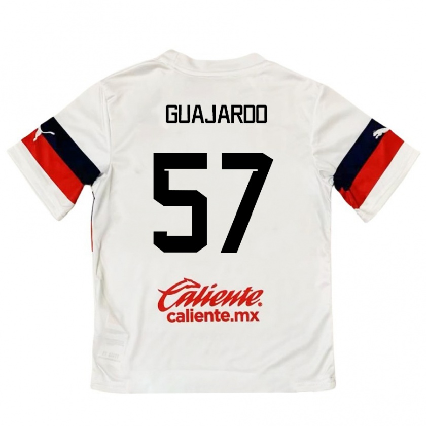 Kandiny Enfant Maillot Dylan Guajardo #57 Blanc Rouge Tenues Extérieur 2024/25 T-Shirt