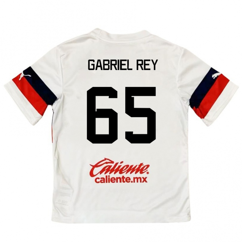 Kandiny Enfant Maillot Luis Gabriel Rey #65 Blanc Rouge Tenues Extérieur 2024/25 T-Shirt